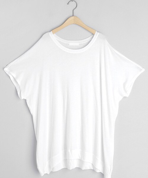 DHOLIC（ディーホリック）の「ルーズアンバランスTシャツ（Tシャツ/カットソー・レディース・ベージュ/ブラウン/ブラック/ホワイト・FREE）」の2枚目の写真