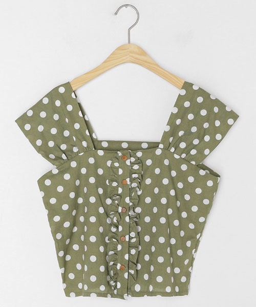 DHOLIC（ディーホリック）の「フリルドットスリーブレス（タンクトップ・レディース・ホワイト/グリーン/ブラウン・FREE）」の3枚目の写真