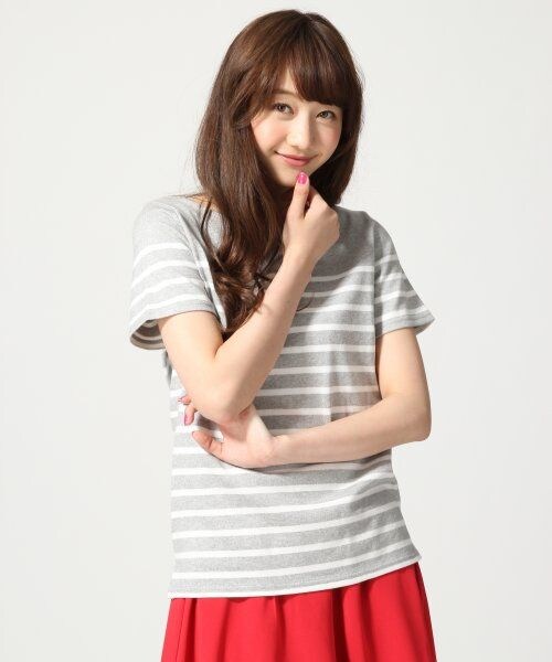 LOWRYS FARM（ローリーズファーム）の「マリンボーダープルオーバーショートスリーブ（トップス・レディース・オフ/グレー/グリーン/ネイビー・Ｍ/Ｌ）」の2枚目の写真