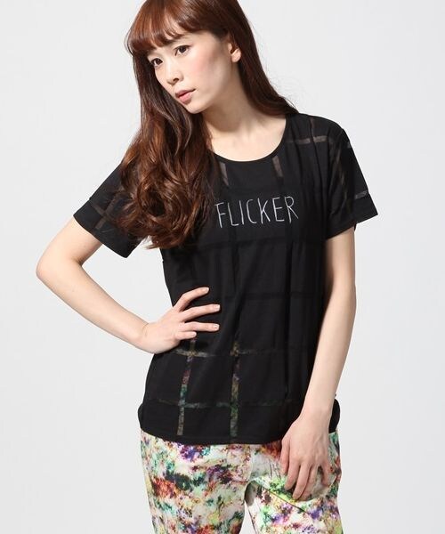 JEANASIS（ジーナシス）の「シアーチェックTEE（トップス・レディース・オフホワイト/ブラック・FREE）」の2枚目の写真