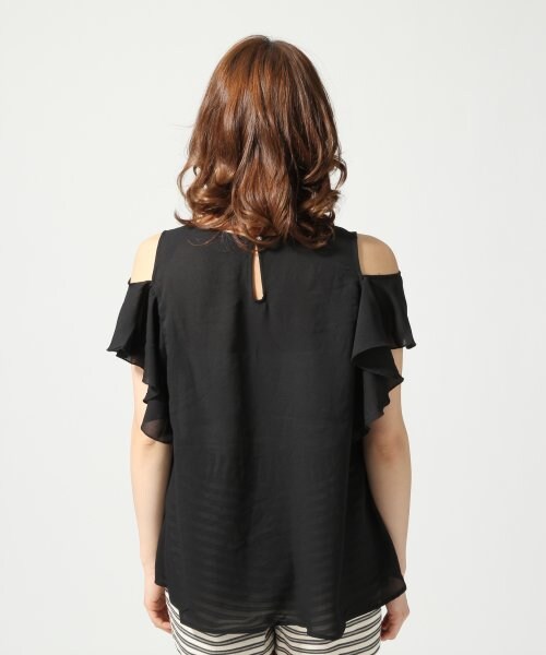 Heather（ヘザー）の「カタアキラッフルチュニック２（トップス・レディース・ホワイト/ブラック/イエロー・Ｆ）」の5枚目の写真