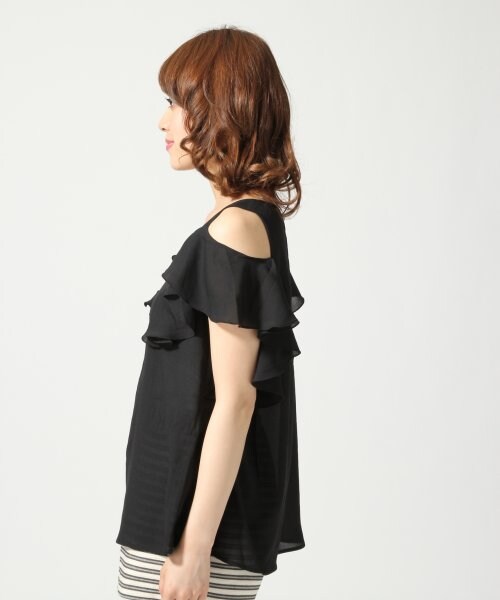 Heather（ヘザー）の「カタアキラッフルチュニック２（トップス・レディース・ホワイト/ブラック/イエロー・Ｆ）」の4枚目の写真