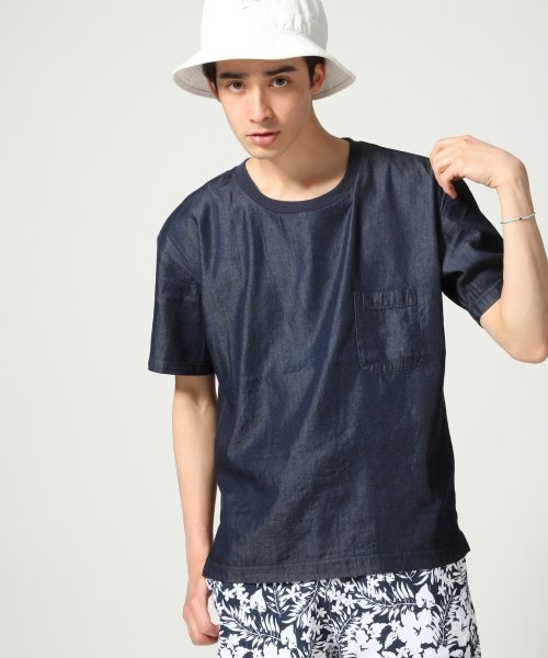 RAGEBLUE（レイジブルー）の「デニムシャツフハクTシャツ（トップス・メンズ・ライトブルー/ネイビー・Ｍ/Ｌ）」の2枚目の写真