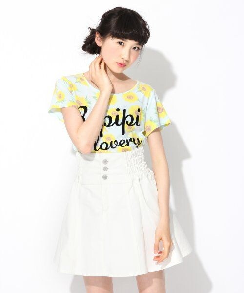 repipi armario（レピピ アルマリオ）の「ヒマワリロゴトップス（トップス・レディース・ホワイト/ピンク/ブルー・ＸＳ/Ｍ）」の2枚目の写真