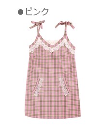 Bobon21 | チェック柄レース入りキャミワンピース-全２色-(ワンピース)