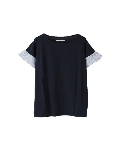 URBAN RESEARCH DOORS（アーバンリサーチドアーズ）の「袖ストライプカットソー（トップス・レディース・NAVY/WHITE・one）」の2枚目の写真