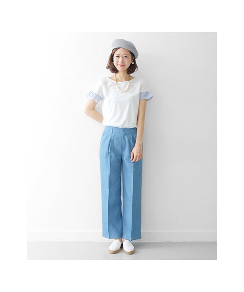 URBAN RESEARCH DOORS（アーバンリサーチドアーズ）の「袖ストライプカットソー（トップス・レディース・NAVY/WHITE・one）」の3枚目の写真