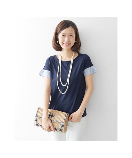 URBAN RESEARCH DOORS（アーバンリサーチドアーズ）の「袖ストライプカットソー（トップス・レディース・NAVY/WHITE・one）」の7枚目の写真