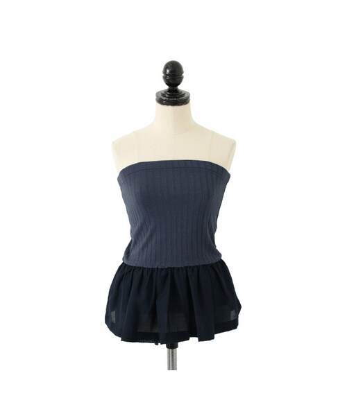 KBF（ケイビーエフ）の「ペプラムベアトップ（トップス・レディース・GRY×WHT/BLK×CRM/NVY×NVY・one）」の4枚目の写真