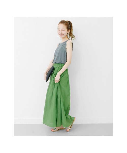 URBAN RESEARCH（アーバンリサーチ）の「コットンシフォンマキシスカート（スカート・レディース・グリーン/グレー/ブラック・FREE）」の9枚目の写真
