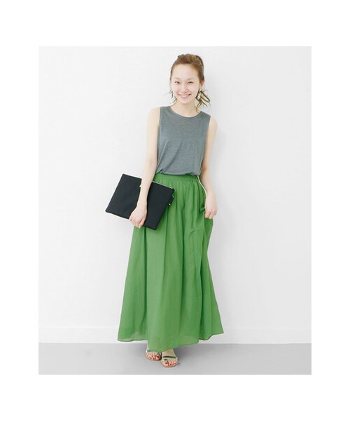 URBAN RESEARCH（アーバンリサーチ）の「コットンシフォンマキシスカート（スカート・レディース・グリーン/グレー/ブラック・FREE）」の8枚目の写真