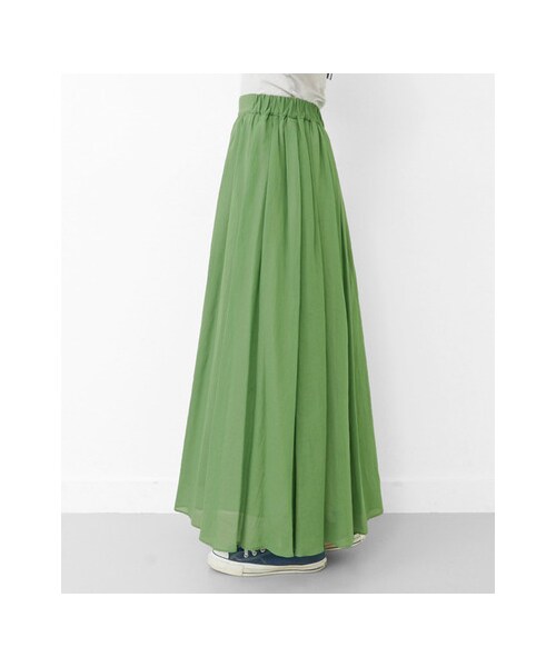 URBAN RESEARCH（アーバンリサーチ）の「コットンシフォンマキシスカート（スカート・レディース・グリーン/グレー/ブラック・FREE）」の12枚目の写真