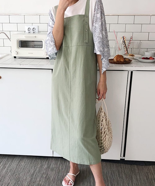 DHOLIC（ディーホリック）の「スナップボタンワンピース（ワンピース・レディース・ベージュ/グリーン・FREE）」の2枚目の写真