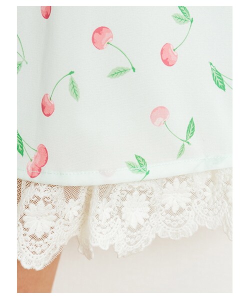 E hyphen world gallery Bon Bon（イーハイフンワールドギャラリーボンボン）の「Cherry  Camisole One Piece（ワンピース・レディース・オフホワイト/ブラック/ミント・F）」の10枚目の写真