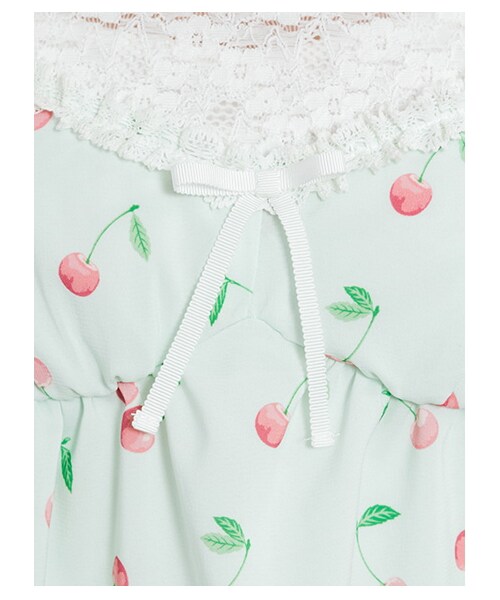 E hyphen world gallery Bon Bon（イーハイフンワールドギャラリーボンボン）の「Cherry  Camisole One Piece（ワンピース・レディース・オフホワイト/ブラック/ミント・F）」の8枚目の写真