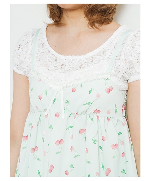 E hyphen world gallery Bon Bon（イーハイフンワールドギャラリーボンボン）の「Cherry  Camisole One Piece（ワンピース・レディース・オフホワイト/ブラック/ミント・F）」の7枚目の写真