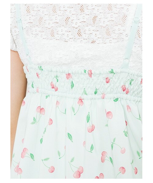 E hyphen world gallery Bon Bon（イーハイフンワールドギャラリーボンボン）の「Cherry  Camisole One Piece（ワンピース・レディース・オフホワイト/ブラック/ミント・F）」の9枚目の写真