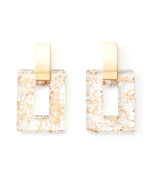 GRL（グレイル）の「クリアスクエアピアス（ピアス（両耳用）・レディース・クリア/ゴールド・F）」の2枚目の写真