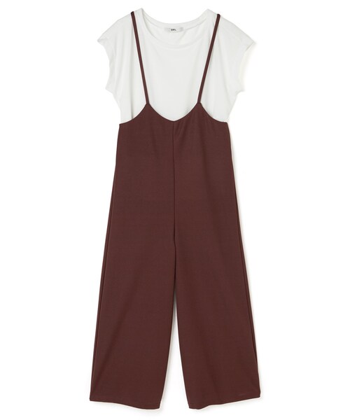 GRL(グレイル)の「TシャツXサスペンダーワイドパンツセットアップ(セットアップ・レディース・ベージュ/ブラウン・M)」の2枚目の写真