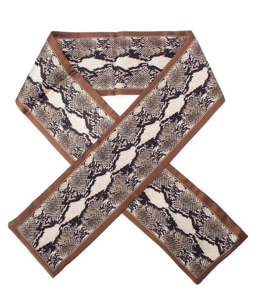 OZOC（オゾック）の「ナロースカーフ（その他・レディース・ブラック(019)/ダークグリーン(023)/ブラウン(042)/ベージュ(052)/無地グレー(012)/無地ブラウン(043)/レオパード柄(143)/パイソン柄(153)・00）」の8枚目の写真