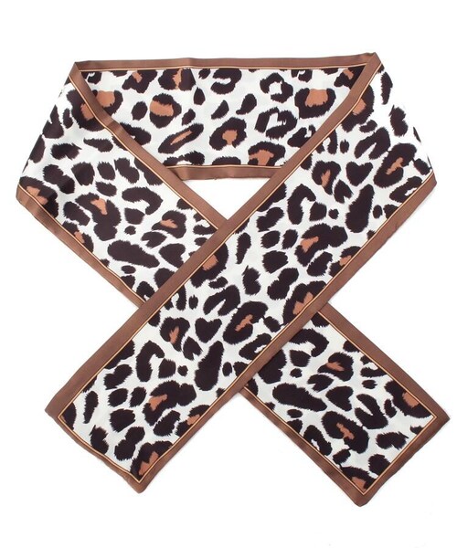 OZOC（オゾック）の「ナロースカーフ（その他・レディース・ブラック(019)/ダークグリーン(023)/ブラウン(042)/ベージュ(052)/無地グレー(012)/無地ブラウン(043)/レオパード柄(143)/パイソン柄(153)・00）」の7枚目の写真