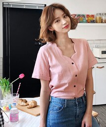 DHOLIC | ウェーブネックブラウス(シャツ/ブラウス)