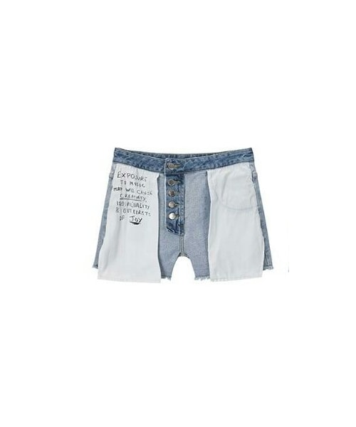 no brand（ノーブランド）の「裏返し手書き風ロゴデニムショートパンツ