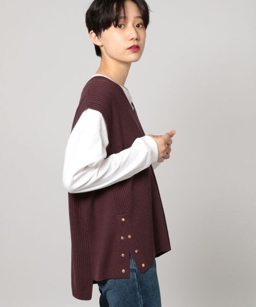 PAGEBOY（ページボーイ）の「【WEB先行予約】サイドスナップベスト（トップス・レディース・ホワイト/ブラック/ダークブラウン・F）」の3枚目の写真