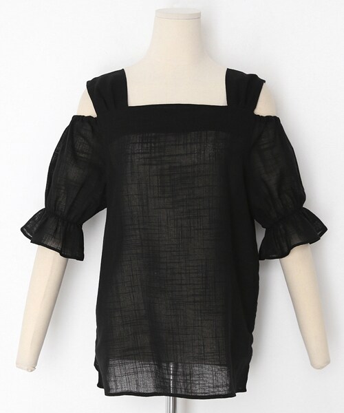 DHOLIC（ディーホリック）の「パフオープンショルダーブラウス（シャツ/ブラウス・レディース・ホワイト/ブラック/グリーン・FREE）」の2枚目の写真