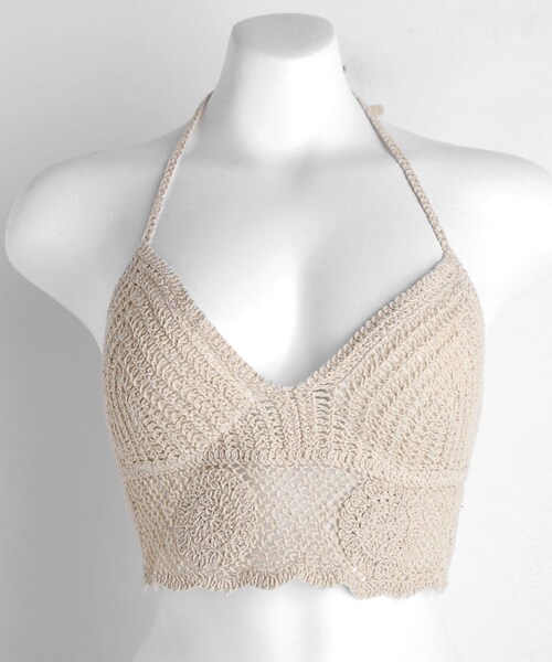 DHOLIC(ディーホリック)の「2TYPEニットビキニトップ(水着・レディース・ホワイト/その他/ベージュ/ブラウン・FREE)」の2枚目の写真