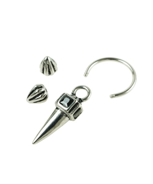 no brand(ノーブランド)の「片耳用(1個売り)フープバーベルピアス コーン スパイク ステンレス バーベルピアス 16G 軟骨ピアス ボディピアス メンズ レディース ユニセックス アクセサリー:MPS190601(ピアス(片耳用)・メンズ・その他)」の6枚目の写真