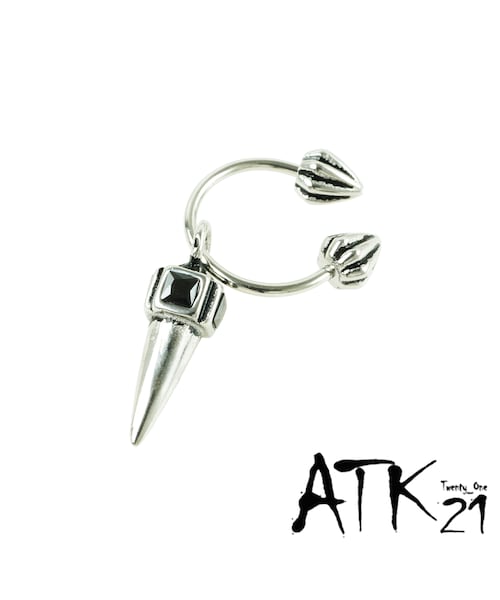 no brand(ノーブランド)の「片耳用(1個売り)フープバーベルピアス コーン スパイク ステンレス バーベルピアス 16G 軟骨ピアス ボディピアス メンズ レディース ユニセックス アクセサリー:MPS190601(ピアス(片耳用)・メンズ・その他)」の1枚目の写真