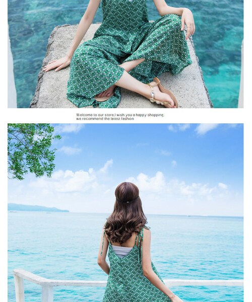 no brand（ノーブランド）の「グリーン ワイドパンツ ロンパース 