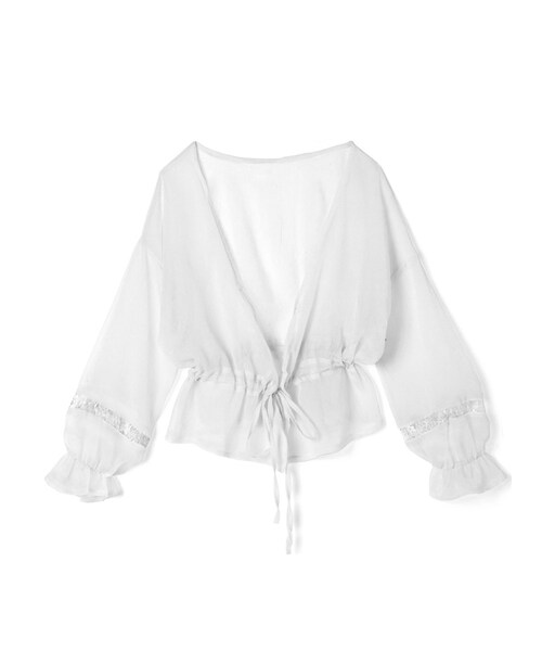 GRL(グレイル)の「レース切り替えシアードロストカーディガン(カーディガン/ボレロ・レディース・オフホワイト・F)」の1枚目の写真