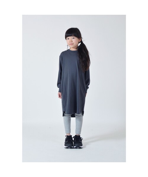 cache cache(カシュ カシュ)の「FOV PLAIN L/S ワンピース(チャコールグレー)(ワンピース・キッズ・その他)」の2枚目の写真