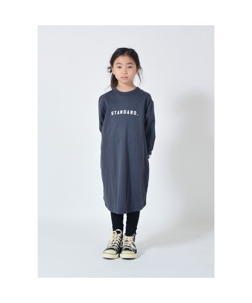 cache cache（カシュ カシュ）の「FOV 　STANDARD.　 L/S　ワンピース（チャコールグレー）（ワンピース・キッズ・その他）」の2枚目の写真