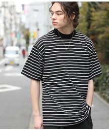 JUNRED | ボーダーモックネック半袖(トップス)