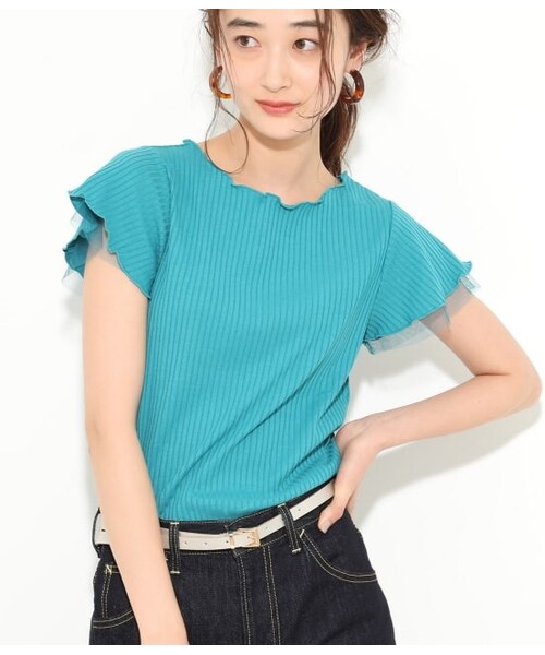 VIS(ビス)の「トタンテレコ袖チュールプルオーバー(トップス・レディース・ブラック/ホワイト/オフホワイト/ターコイズ/ローズピンク・F)」の4枚目の写真