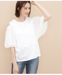 アダムエロペ プリーツスリーブＴＥＥ　白　ホワイト 20190711080407333_215.jpg
