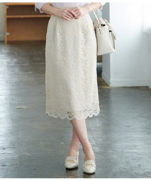 ROPE' PICNIC（ロペピクニック）の「【WEB限定】レースアイラインスカート（スカート・レディース・ブラック/キナリ/サックス・36/38）」の3枚目の写真