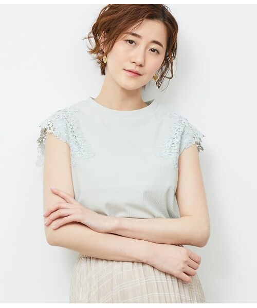 ROPE' PICNIC（ロペピクニック）の「レース袖テレコトップス（トップス・レディース・ブラック系2/レッド/グリーン系/ホワイト/ブラック系/ブラック・40/38）」の5枚目の写真