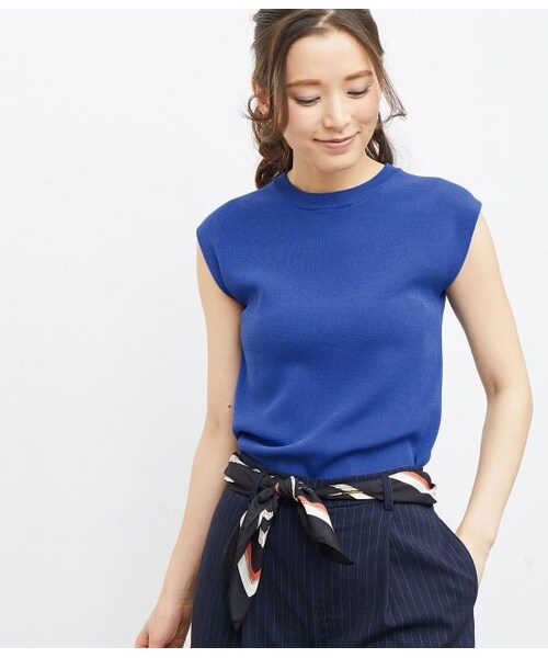 ROPE' PICNIC(ロペピクニック)の「【新色追加】ゼロスリーブ総針ニットプルオーバー(トップス・レディース・ブラック/オレンジ/パープル/ブルー系/ブルー/ベージュ/ホワイト/ダークブラウン・38)」の6枚目の写真