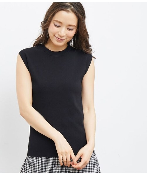 ROPE' PICNIC(ロペピクニック)の「【新色追加】ゼロスリーブ総針ニットプルオーバー(トップス・レディース・ブラック/オレンジ/パープル/ブルー系/ブルー/ベージュ/ホワイト/ダークブラウン・38)」の1枚目の写真