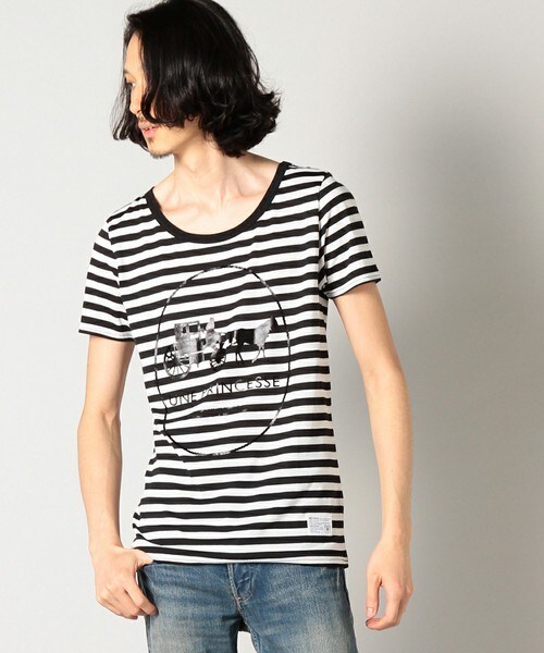 DETAILS(ディテールズ)の「DETAILS/グラフィックTEE/ブラック泊P(Tシャツ/カットソー・メンズ・ブラック×ホワイト/ブルー・SMALL/MEDIUM/LARGE)」の1枚目の写真