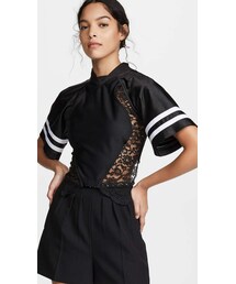 Alexander Wang Athletic Jersey Hybrid Top with Lace