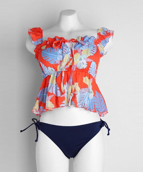 DHOLIC(ディーホリック)の「2TYPEパターンフレアヘムビキニ(水着・レディース・イエロー/ホワイト/レッド/ブラック・FREE)」の4枚目の写真