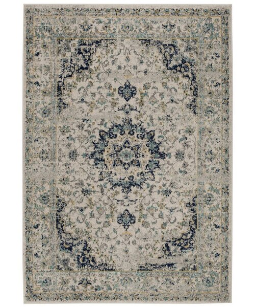 Safavieh（サファヴィヤ）の「Safavieh Madison Ivory and Blue 2'3" x 10' Sisal