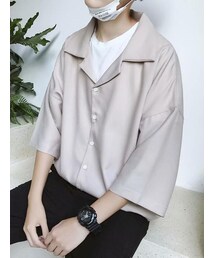 Micamoda | Micamoda 韓流カジュアルスリム七分袖シャツ(シャツ/ブラウス)
