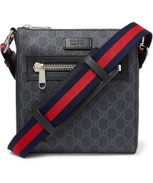 Gucci Leather-Trimmed Monogrammed Coated-Canvas Messenger Bag