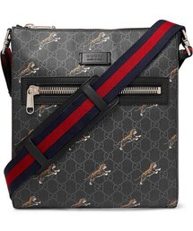GUCCI | Gucci Leather-Trimmed Monogrammed Coated-Canvas Messenger Bag (メッセンジャーバッグ)
